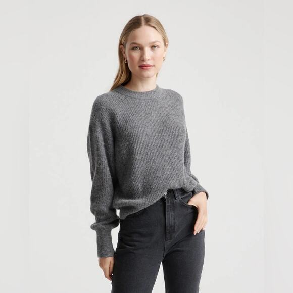 NEW Quince Baby Alpaca Wool Crew Neck Sweater in Charcoal Gray Womens M - Picture 1 of 11